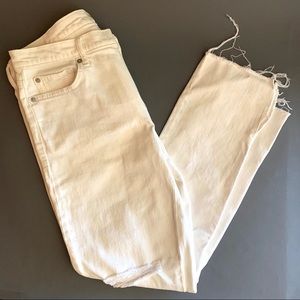 Gap True Skinny Ripped White Jeans w/Interior Slit